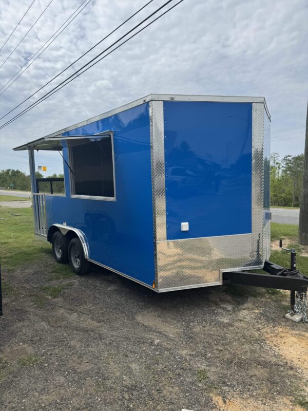 2025 8.5x16 Hook & Line Cargo Concession/Food Trailer with BBQ patio